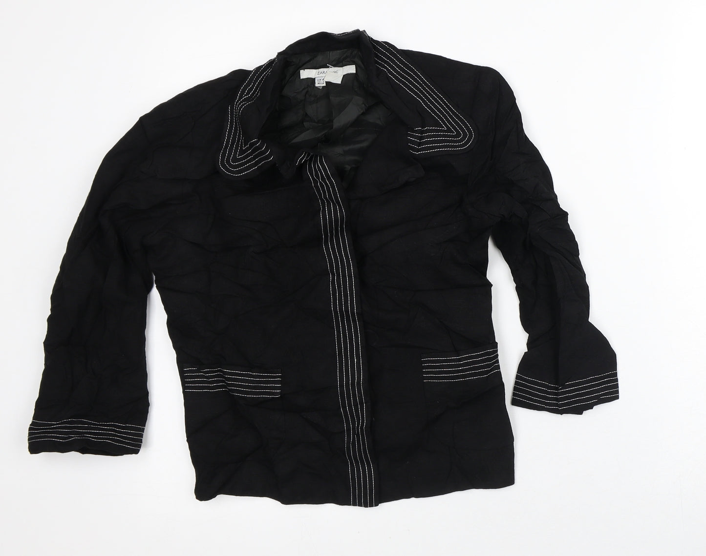 Zara Womens Black Striped  Jacket Blazer Size 8