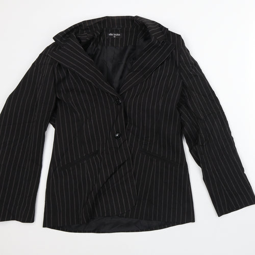 Ellie Louise Womens Black Striped  Jacket Blazer Size 12