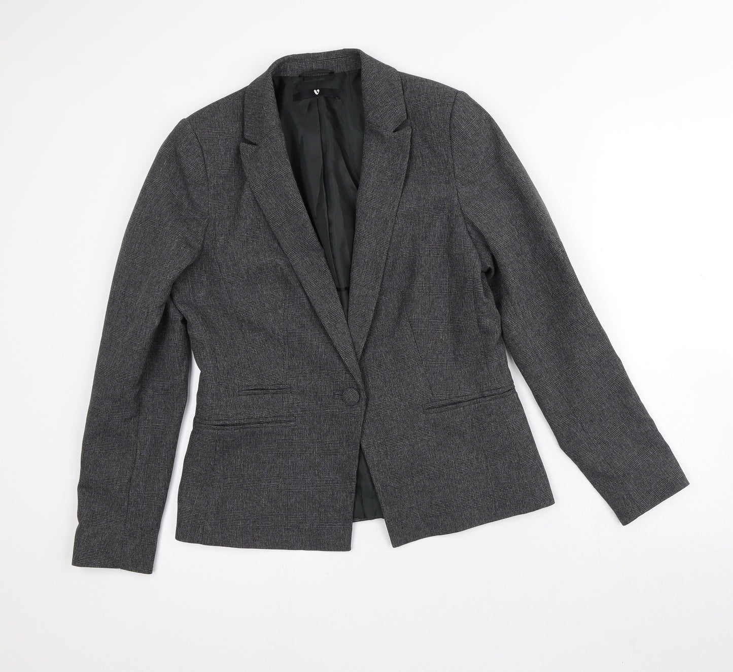 Very Womens Grey Plaid  Jacket Blazer Size 12