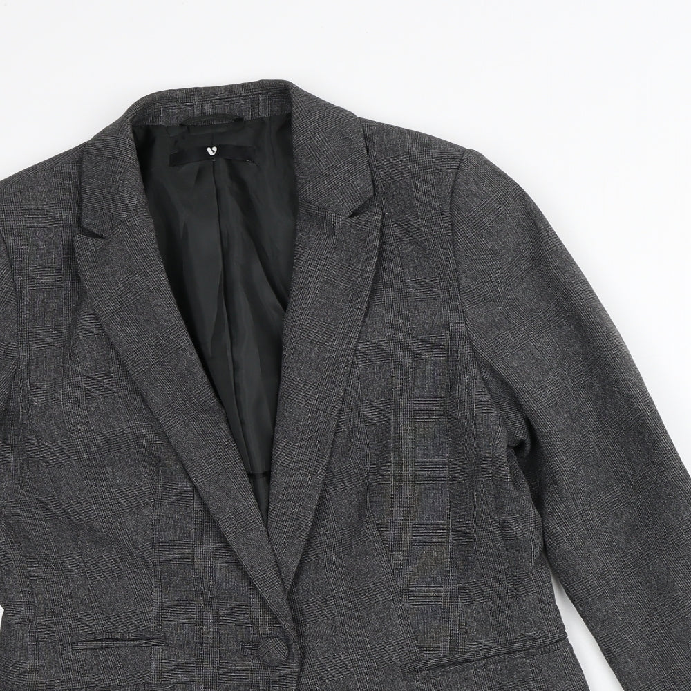 Very Womens Grey Plaid  Jacket Blazer Size 12