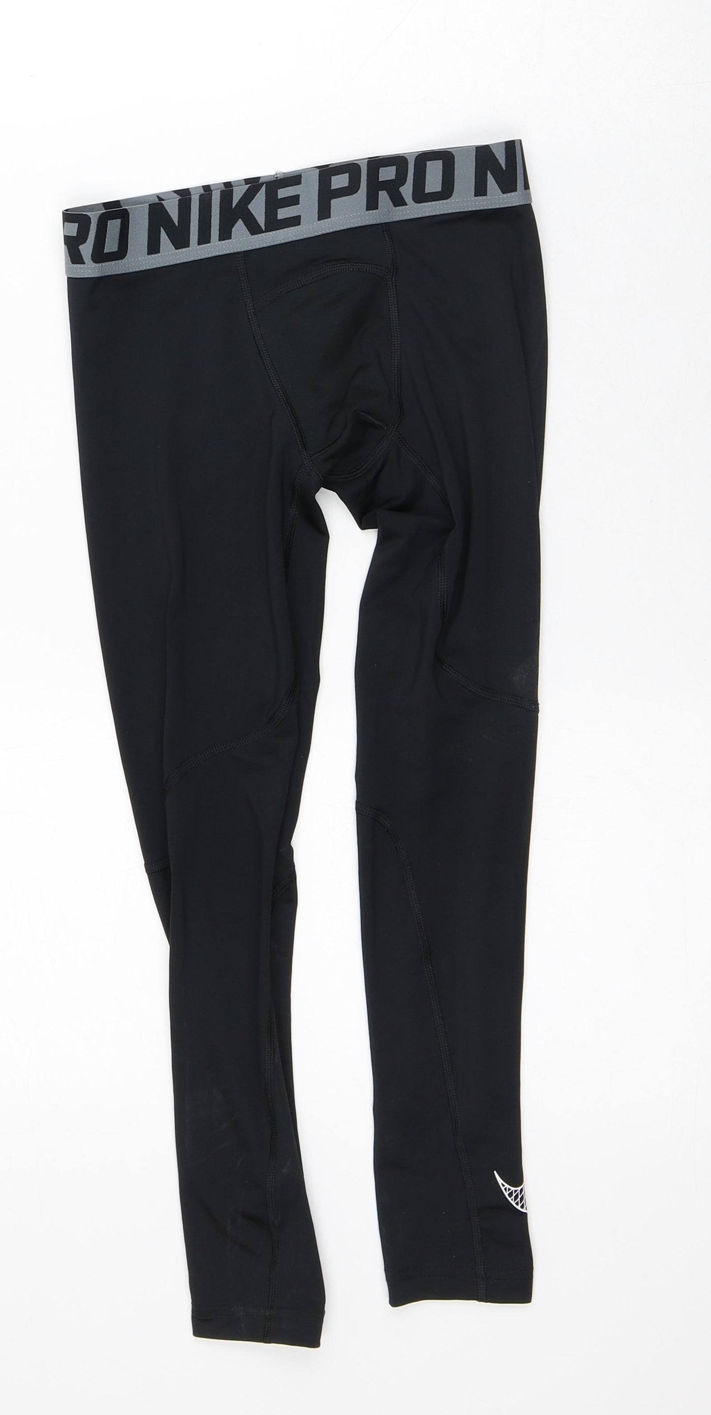 Nike Girls Black  Polyester Capri Trousers Size 8-9 Years L22 in Slim  - Activewear Leggings