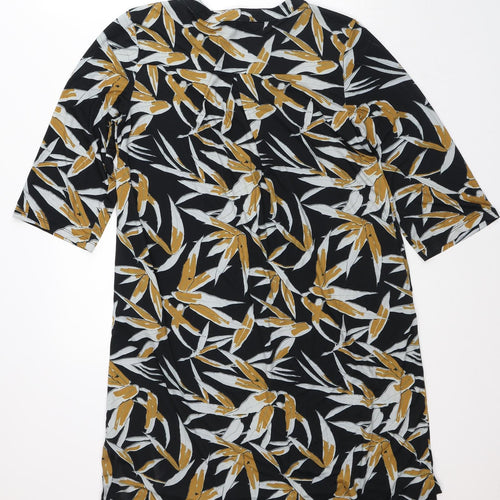 Together Womens Black Geometric Polyester T-Shirt Dress  Size 14  V-Neck