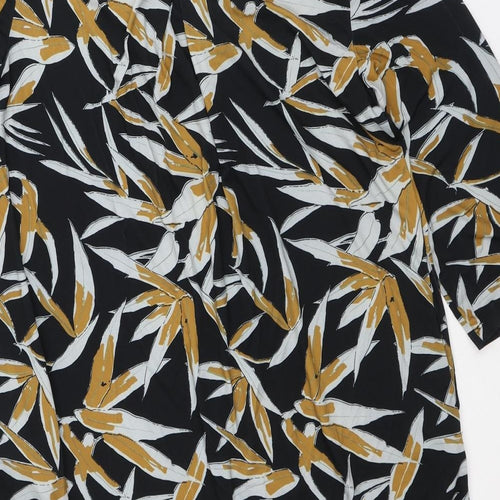 Together Womens Black Geometric Polyester T-Shirt Dress  Size 14  V-Neck
