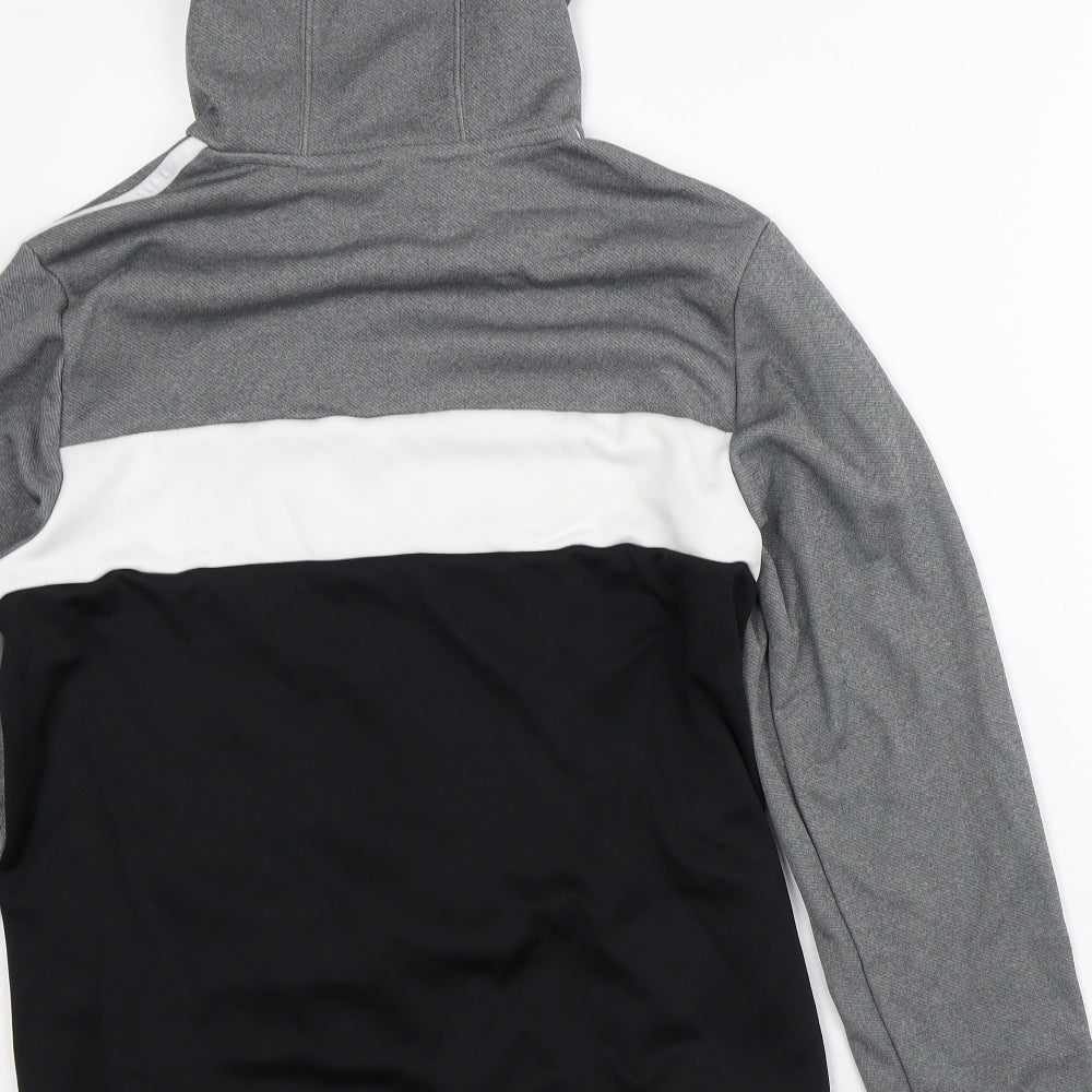 adidas Boys Grey Striped Polyester Pullover Hoodie Size 15-16 Years