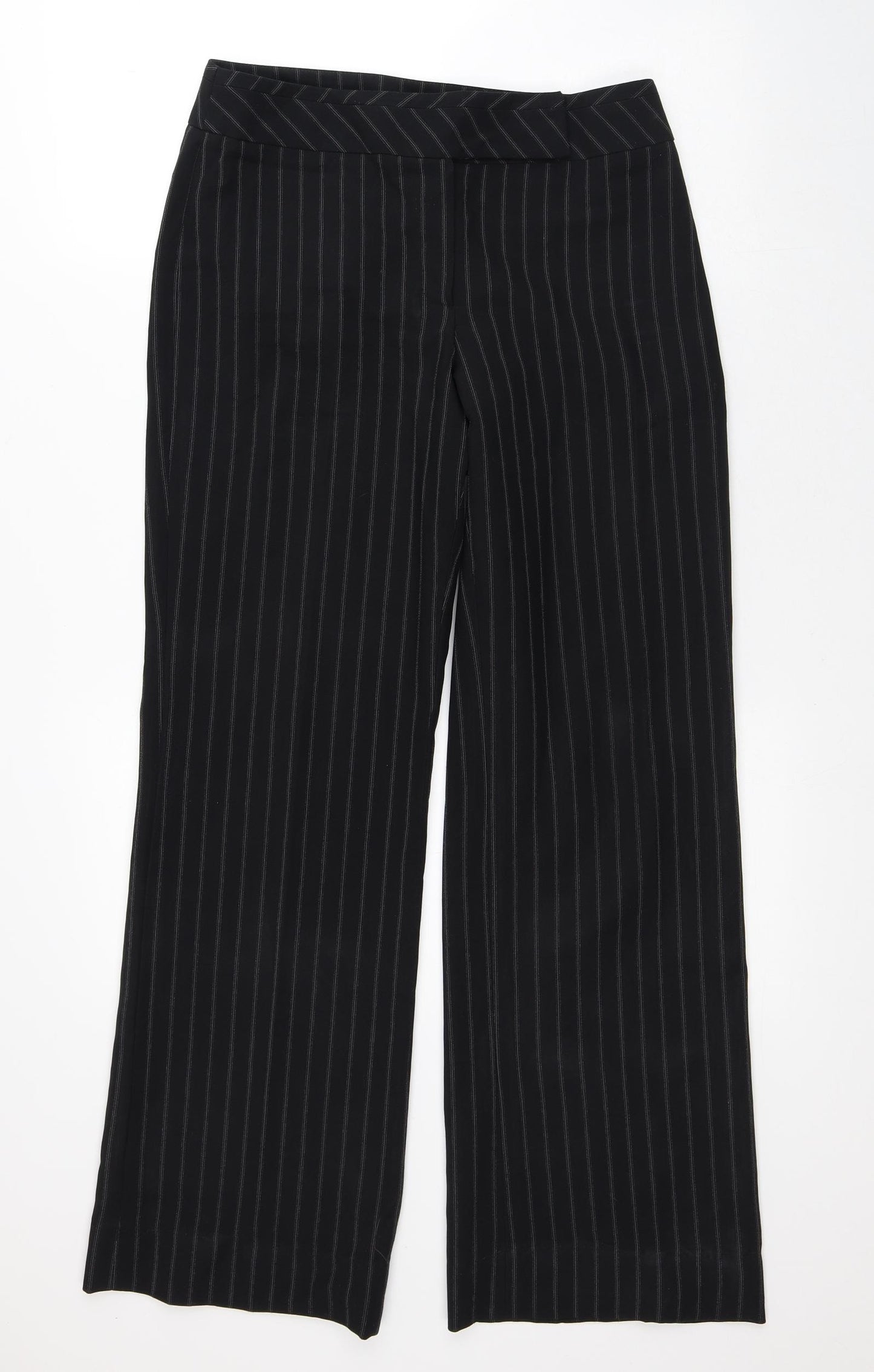 Florence and Fred Womens Black Striped Polyester Trousers  Size 10 L30 in Regular