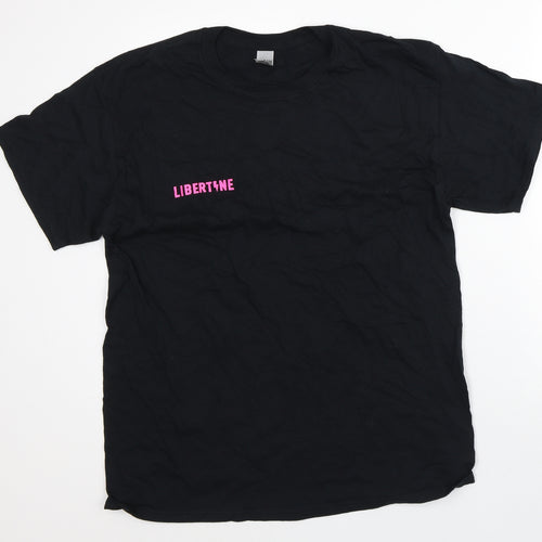 Gildan Womens Black  100% Cotton Basic T-Shirt Size L Round Neck - Cuckoo