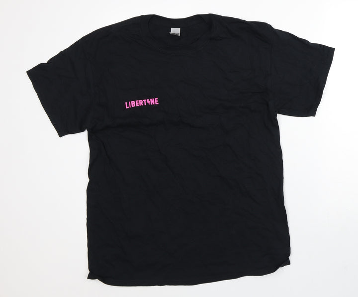 Gildan Womens Black 100% Cotton Basic T-Shirt Size L Round Neck - Cuckoo