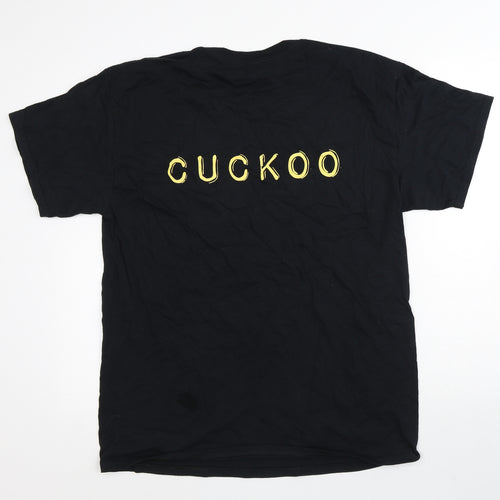 Gildan Womens Black  100% Cotton Basic T-Shirt Size L Round Neck - Cuckoo