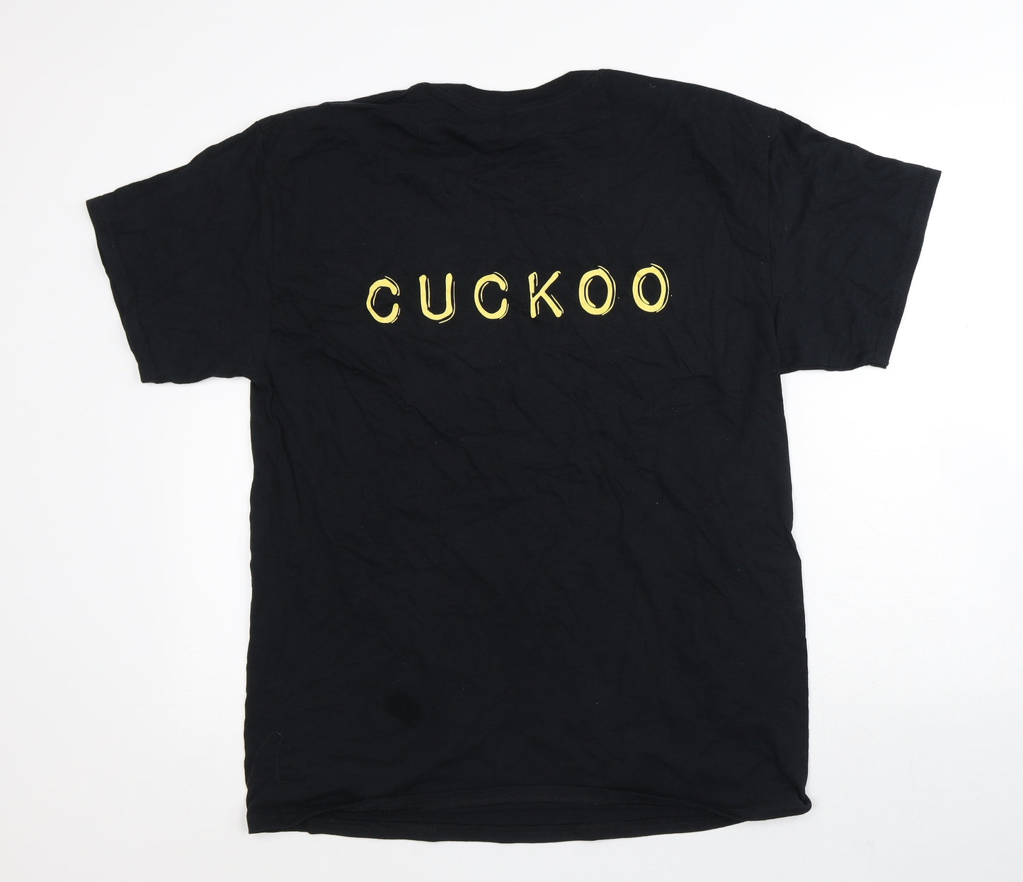 Gildan Womens Black  100% Cotton Basic T-Shirt Size L Round Neck - Cuckoo