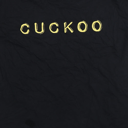 Gildan Womens Black  100% Cotton Basic T-Shirt Size L Round Neck - Cuckoo