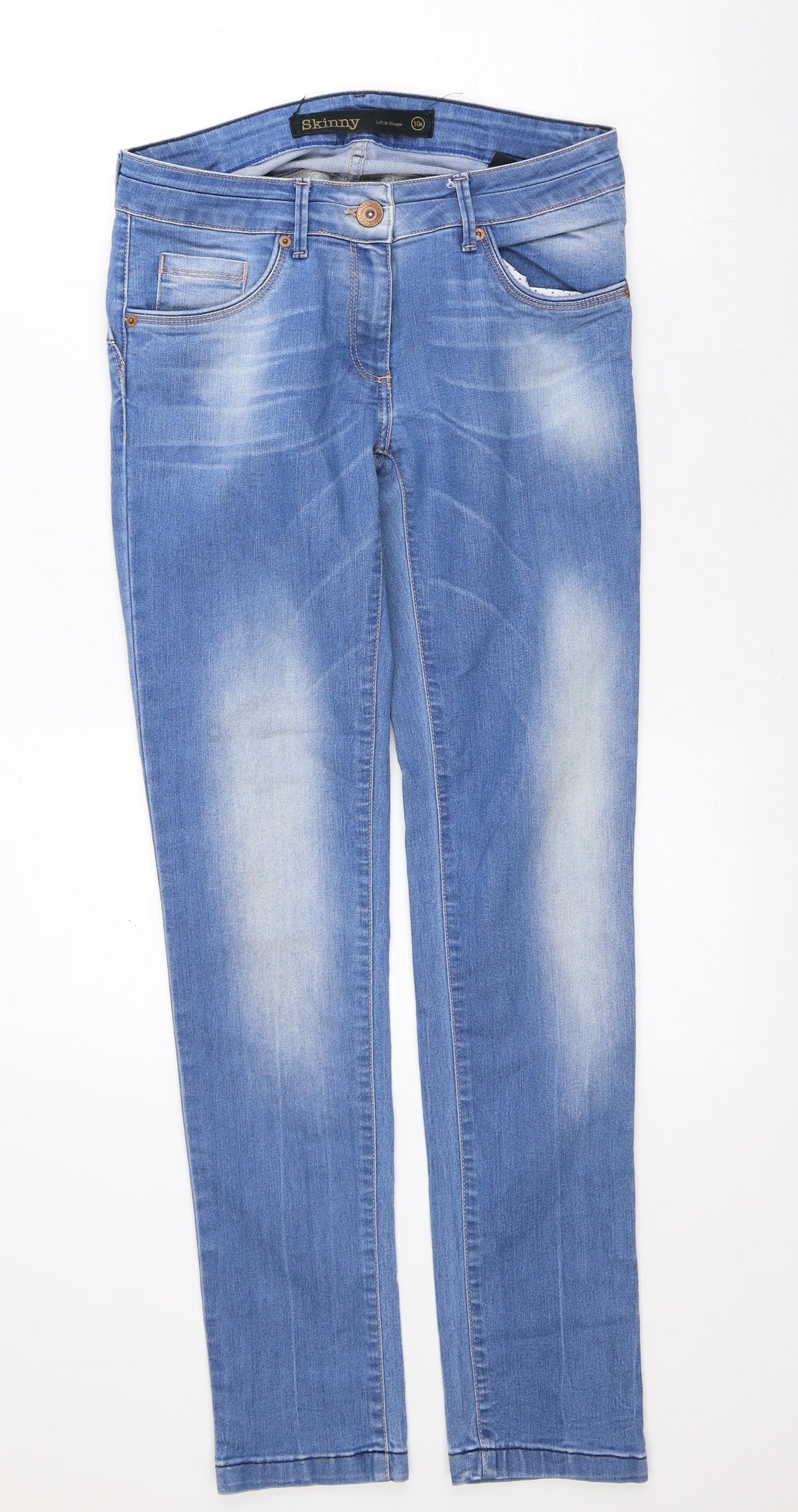 NEXT Womens Blue  Polyester Skinny Jeans Size 10 L30 in Regular
