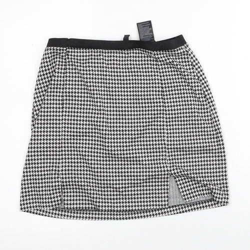 Divided Womens White Geometric Polyester A-Line Skirt Size M