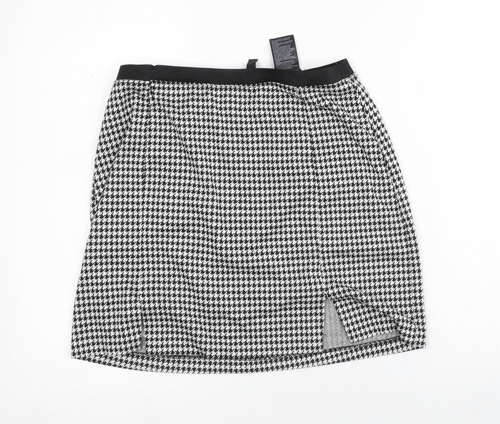 Divided Womens White Geometric Polyester A-Line Skirt Size M