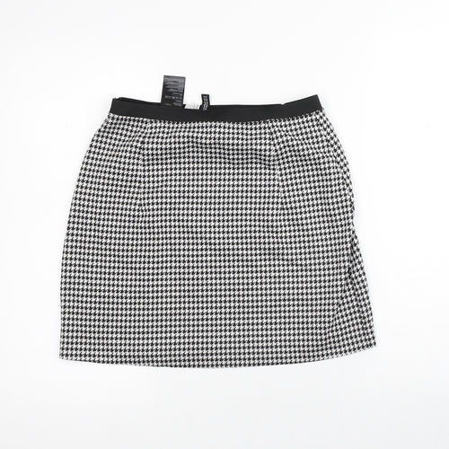 Divided Womens White Geometric Polyester A-Line Skirt Size M