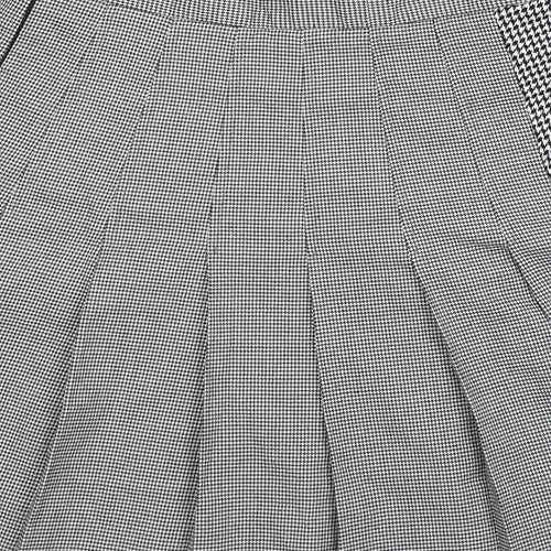Marks and Spencer Womens White Houndstooth Polyester Pleated Skirt Size 8