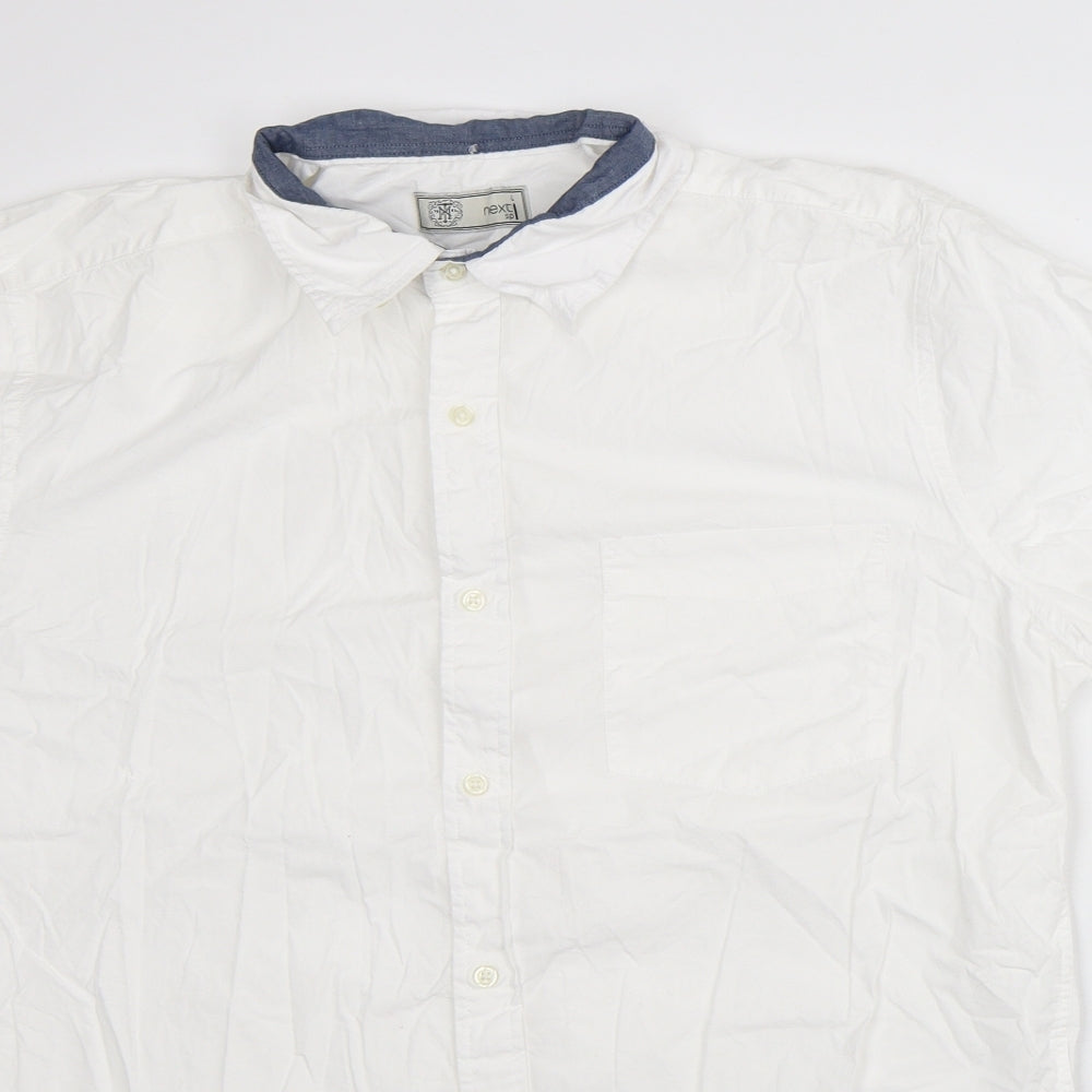 NEXT Mens White  Cotton  Button-Up Size L Collared
