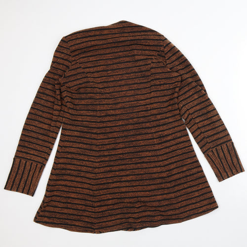Gerard Womens Orange Round Neck Striped Polyester Cardigan Jumper Size M