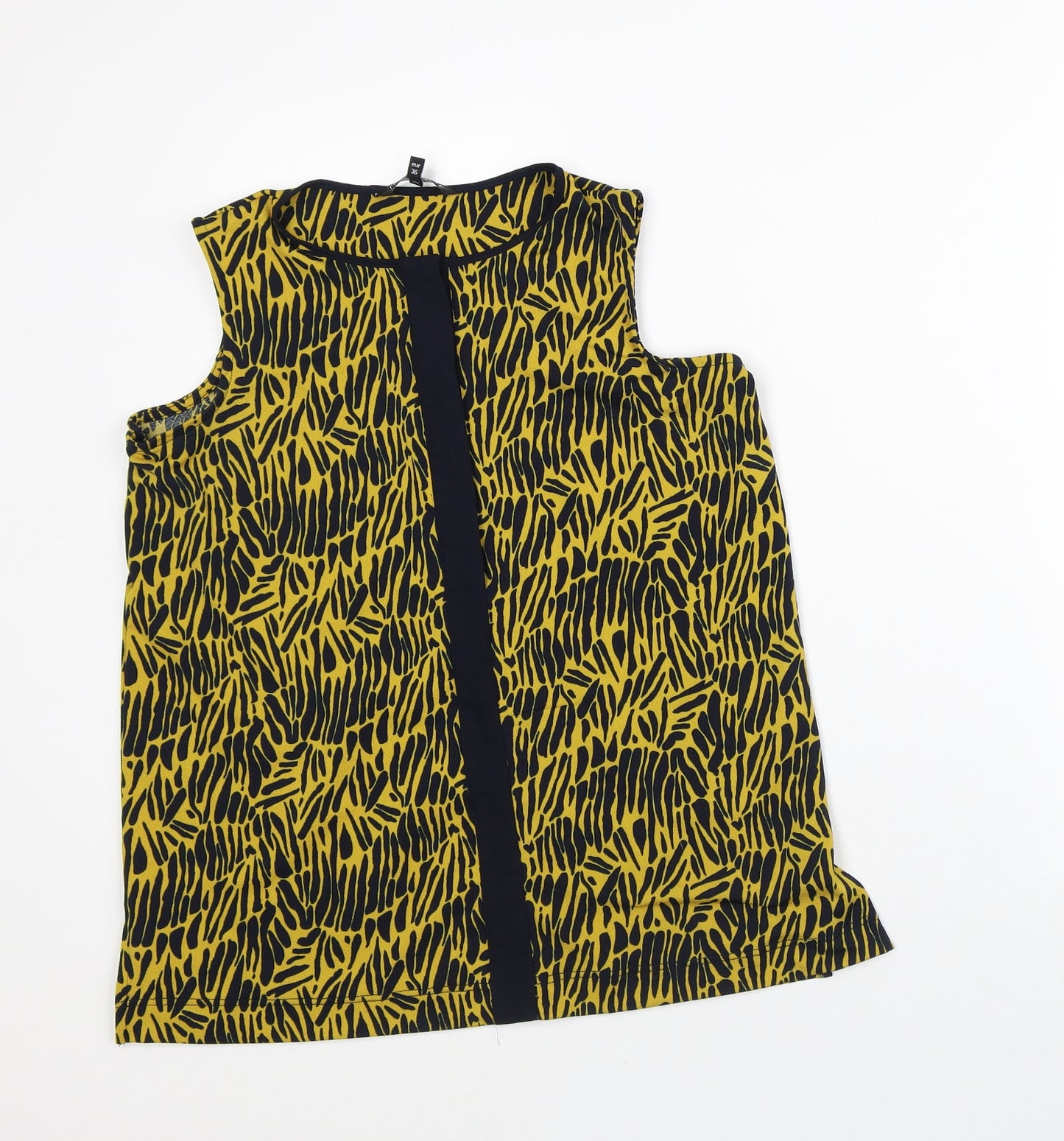 NEXT Womens Yellow Animal Print Polyester Tunic Tank Size 8 Round Neck