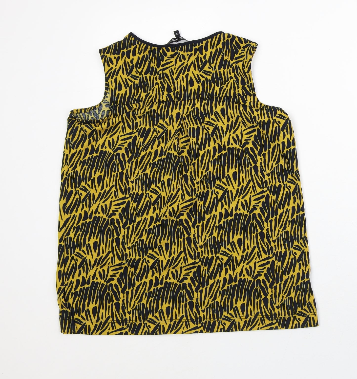 NEXT Womens Yellow Animal Print Polyester Tunic Tank Size 8 Round Neck
