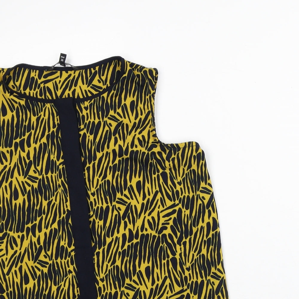 NEXT Womens Yellow Animal Print Polyester Tunic Tank Size 8 Round Neck