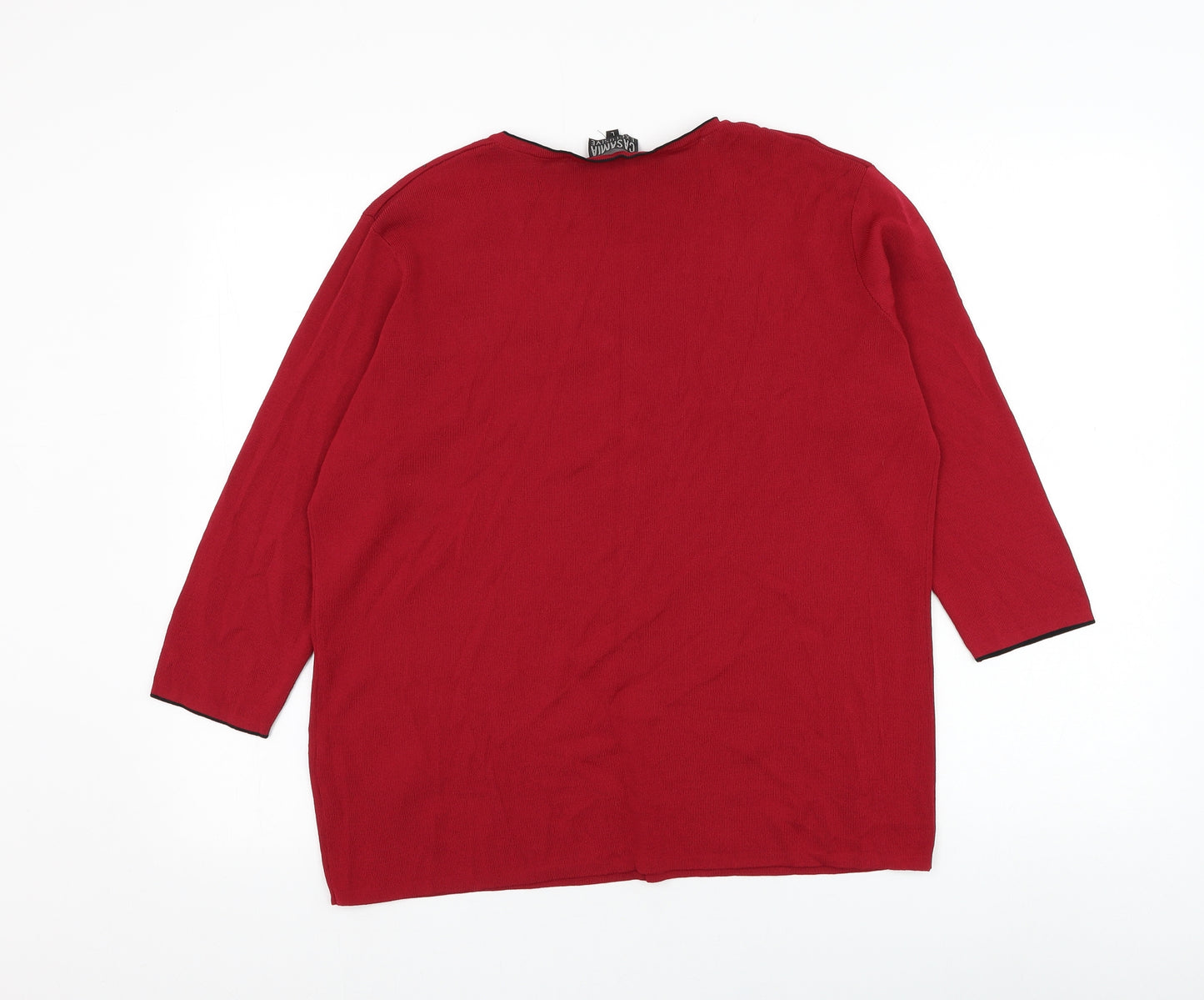 Casamia Exclusive Womens Red V-Neck  Viscose Pullover Jumper Size L   - Flower