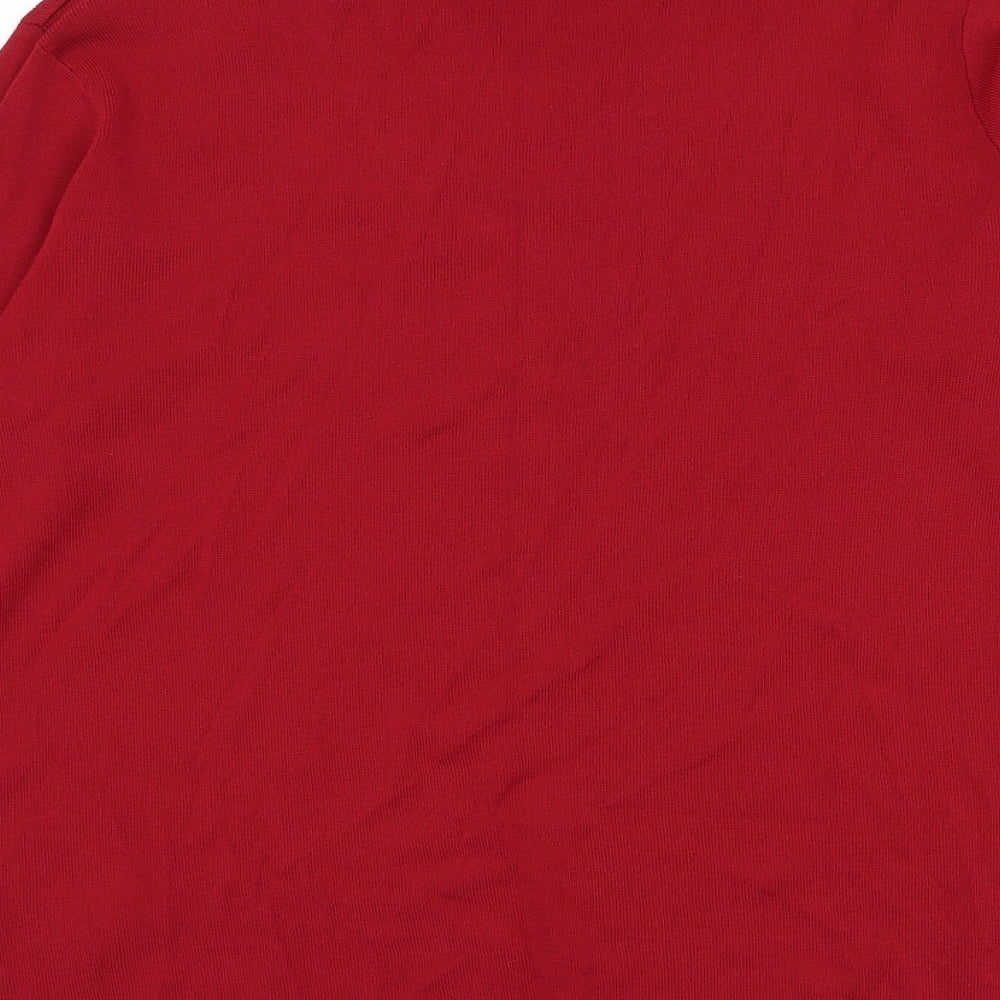 Casamia Exclusive Womens Red V-Neck  Viscose Pullover Jumper Size L   - Flower