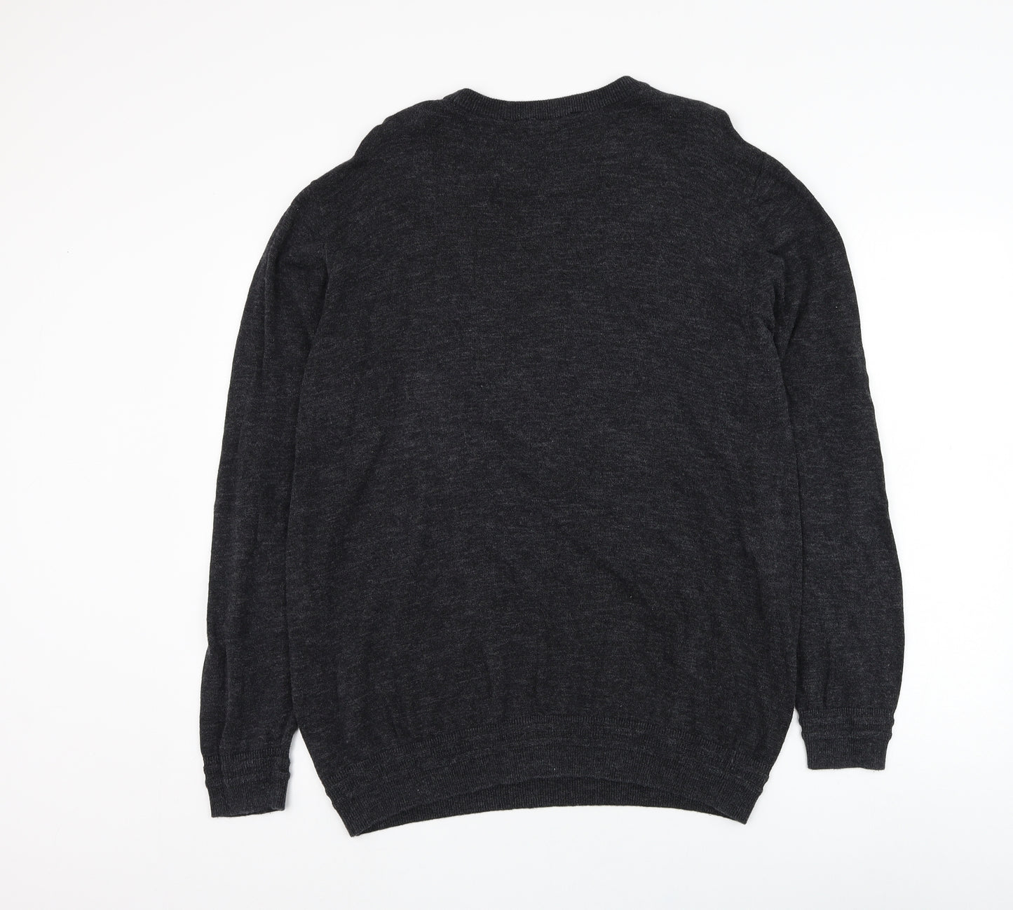 George Mens Grey Round Neck  Cotton Pullover Jumper Size XL
