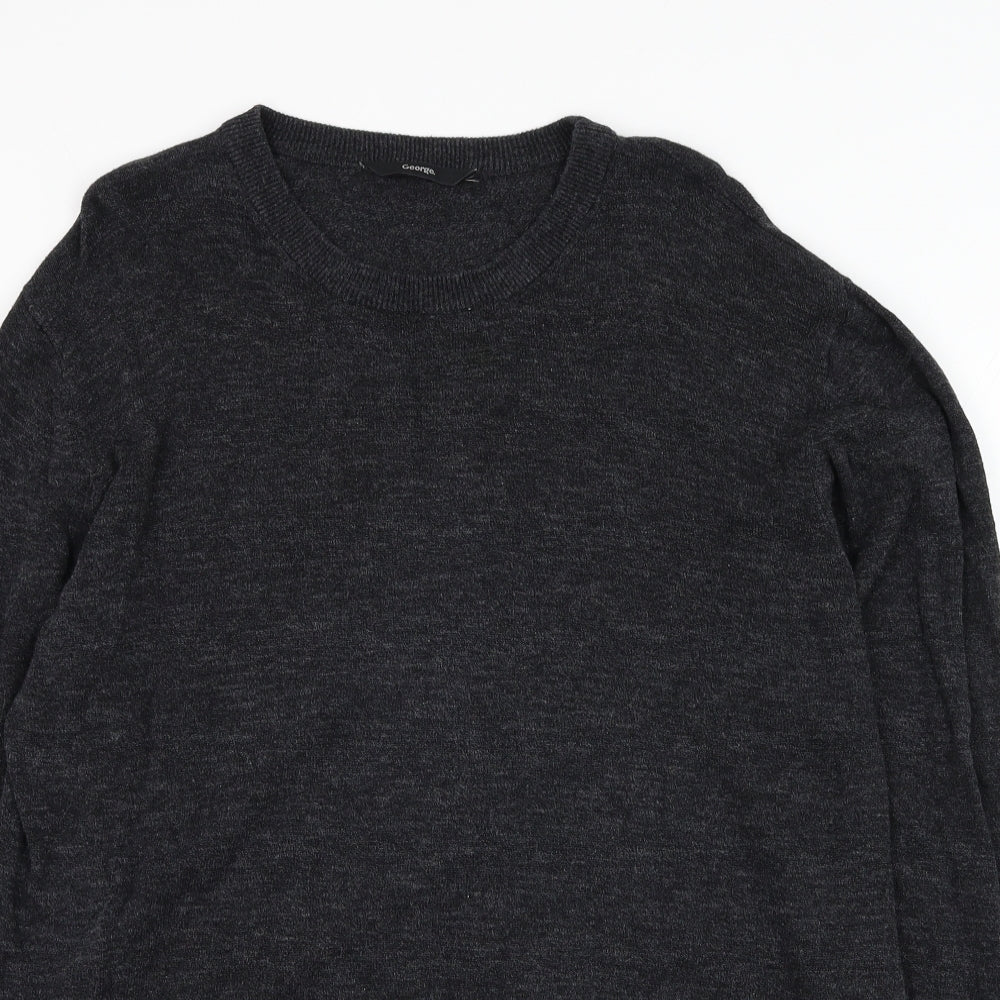 George Mens Grey Round Neck  Cotton Pullover Jumper Size XL