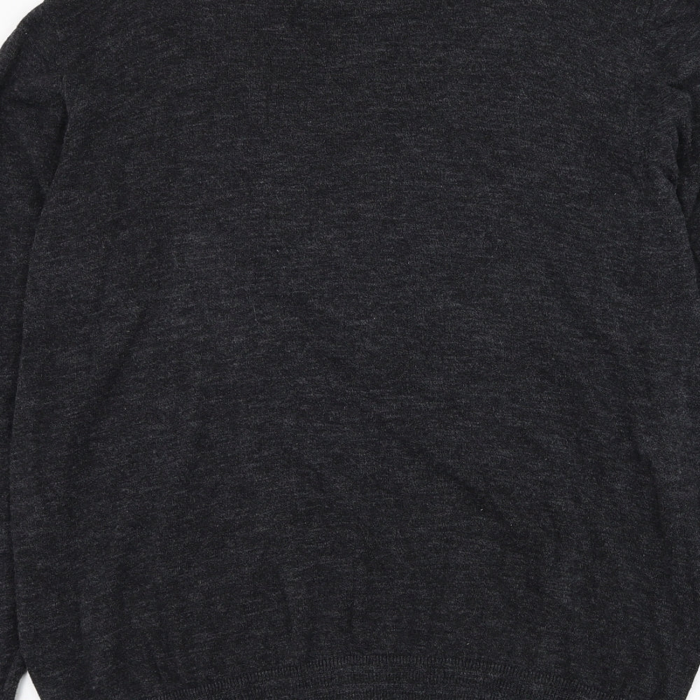 George Mens Grey Round Neck  Cotton Pullover Jumper Size XL