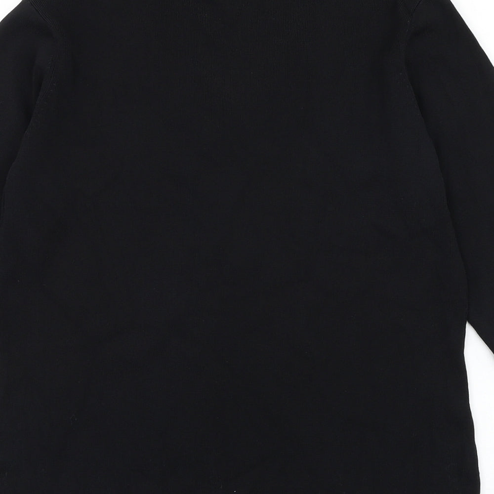 Frank Saul Womens Black V-Neck  Polyester Pullover Jumper Size M