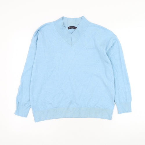 Marks and Spencer Womens Blue V-Neck  Viscose Pullover Jumper Size S