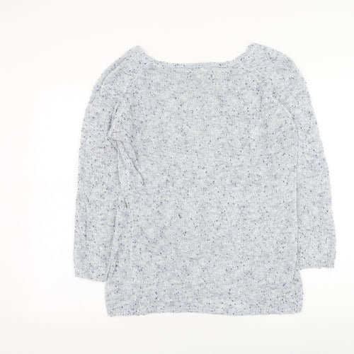 Peacocks Womens Blue Round Neck  Cotton Pullover Jumper Size 14