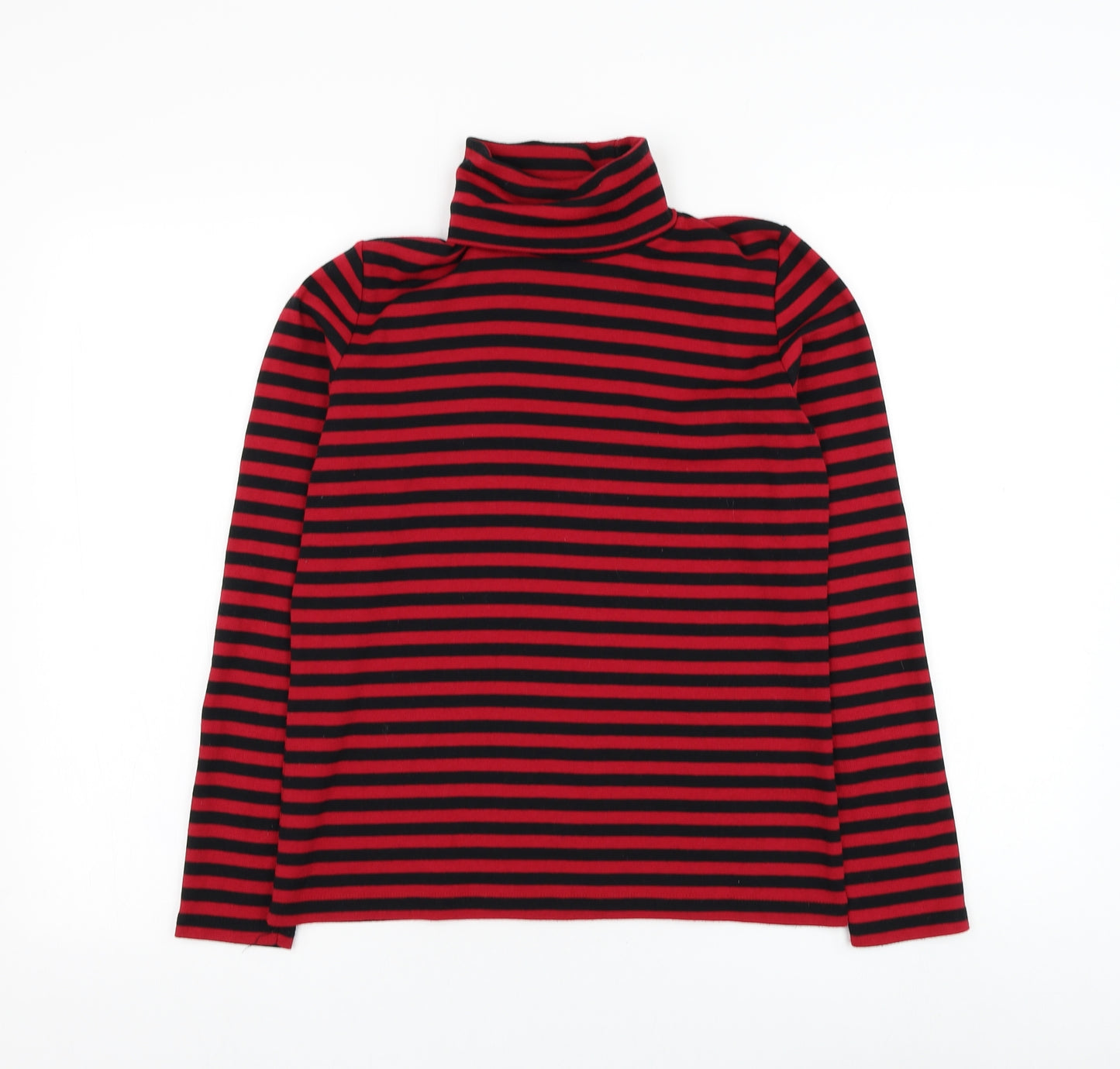 Viz A Viz Womens Red Roll Neck Striped Cotton Pullover Jumper Size 12
