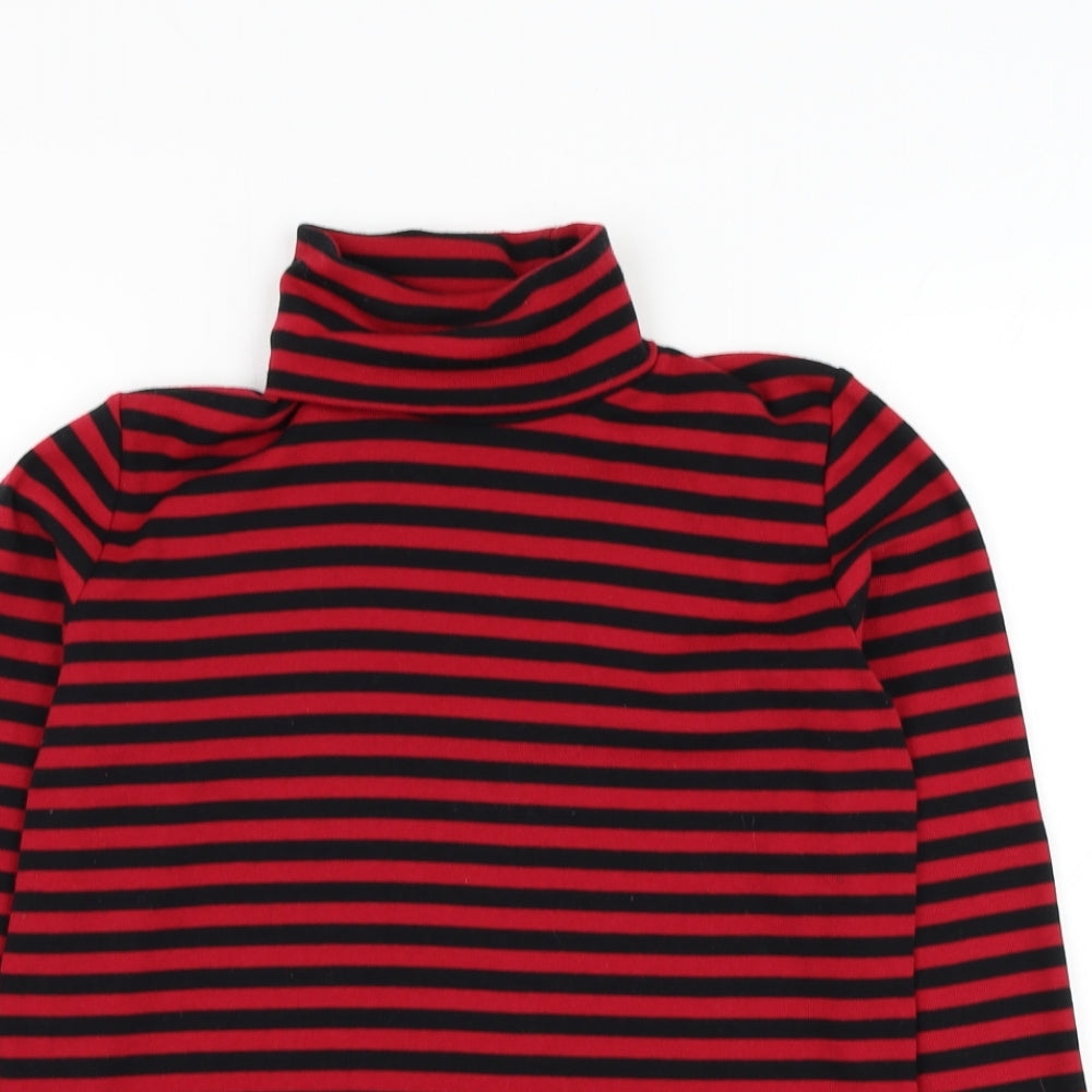 Viz A Viz Womens Red Roll Neck Striped Cotton Pullover Jumper Size 12