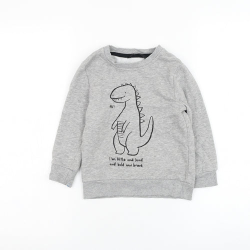 George Boys Grey  Cotton Pullover Sweatshirt Size 3-4 Years  Pullover - Dinosaur