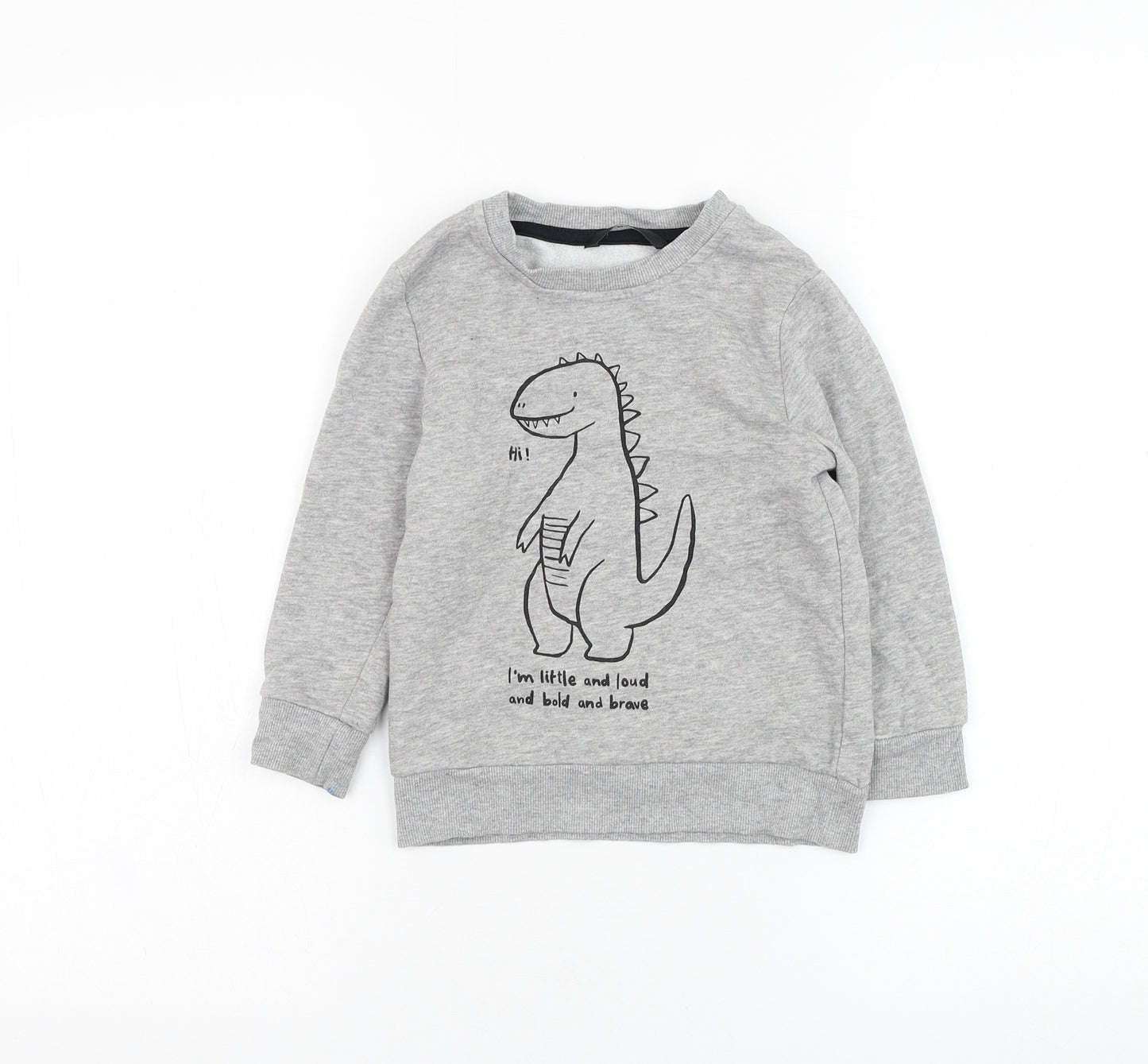 George Boys Grey  Cotton Pullover Sweatshirt Size 3-4 Years  Pullover - Dinosaur