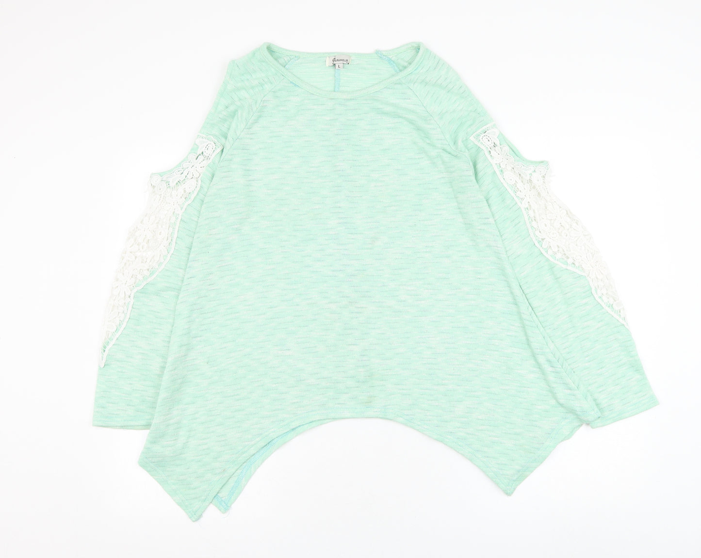 Paramour Womens Green Round Neck  Polyester Pullover Jumper Size L