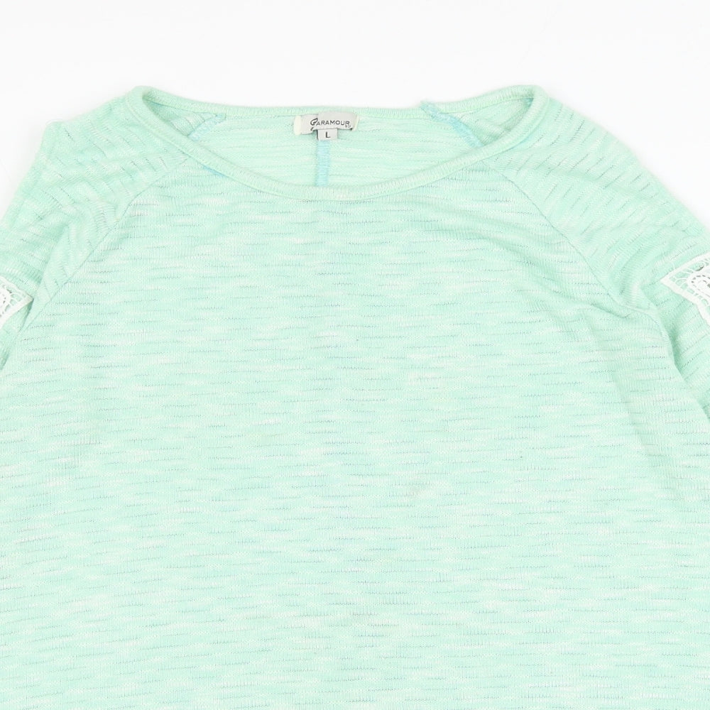 Paramour Womens Green Round Neck  Polyester Pullover Jumper Size L