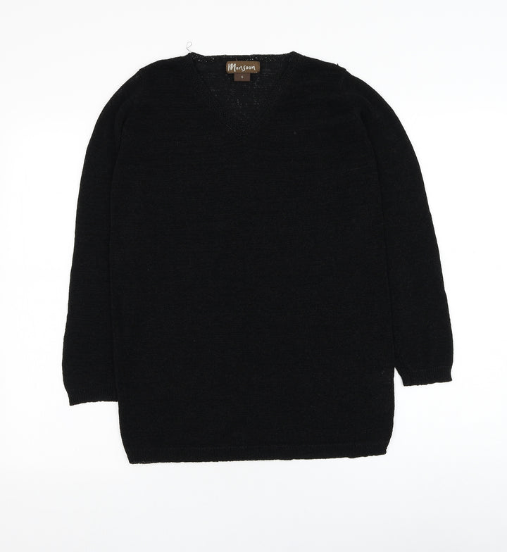 Monsoon Womens Black Round Neck Viscose Pullover Jumper Size S