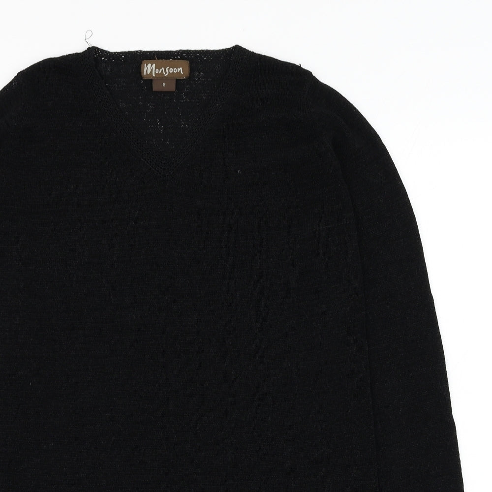 Monsoon Womens Black Round Neck  Viscose Pullover Jumper Size S