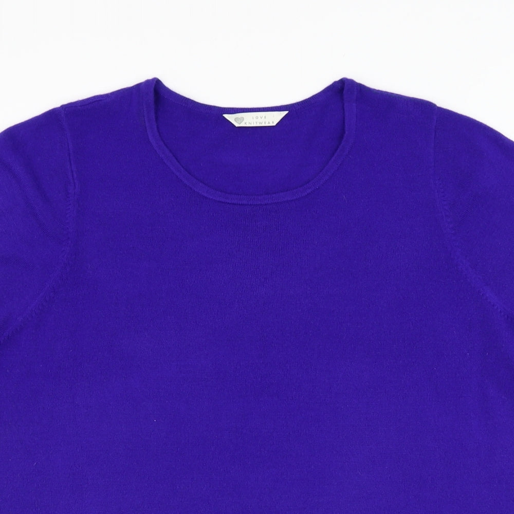 BHS Womens Blue Round Neck  Acrylic Pullover Jumper Size 20
