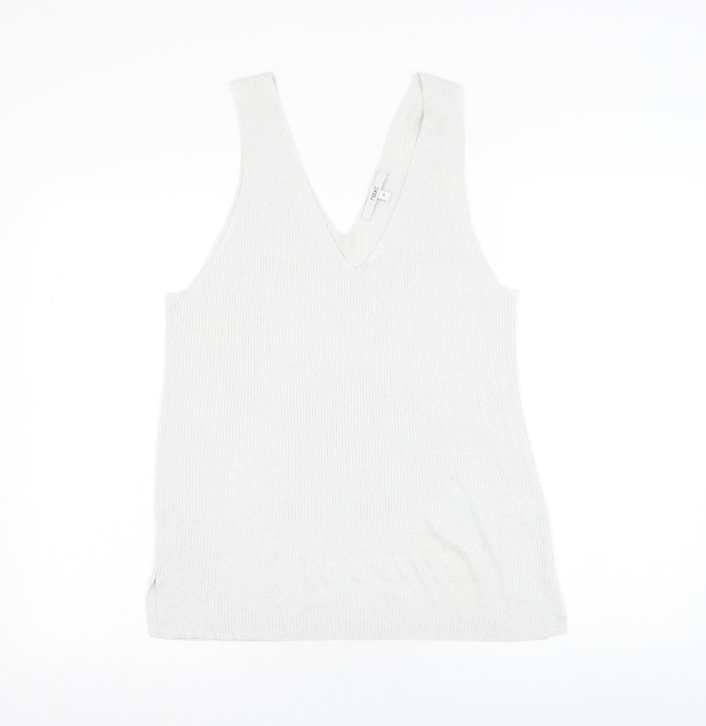 NEXT Womens Silver V-Neck  Viscose Vest Jumper Size 20