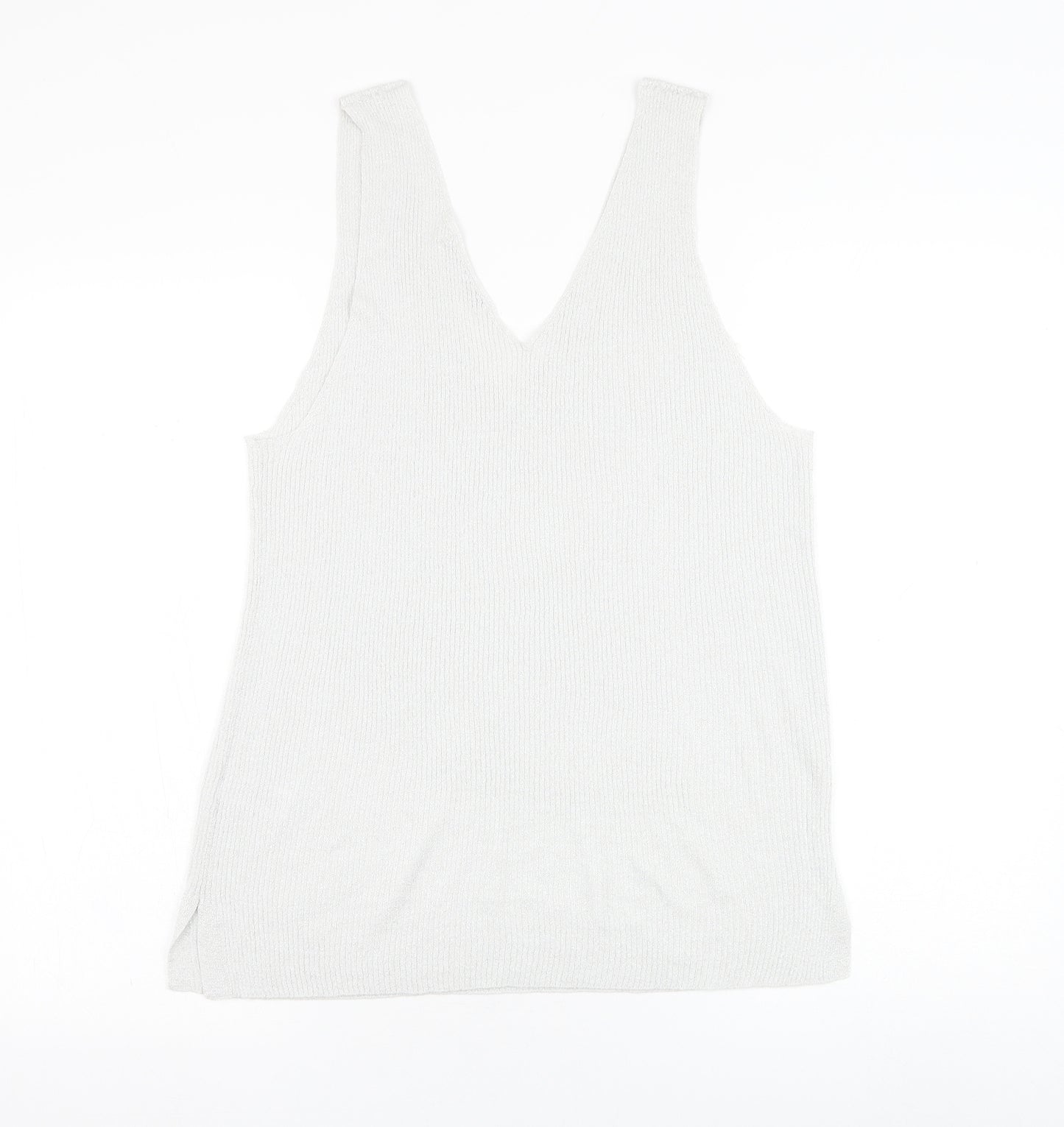 NEXT Womens Silver V-Neck  Viscose Vest Jumper Size 20