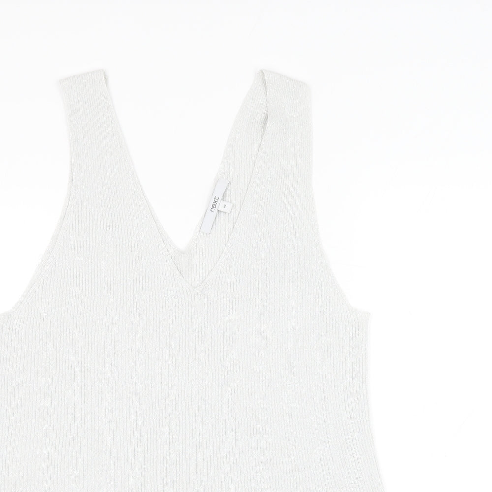 NEXT Womens Silver V-Neck  Viscose Vest Jumper Size 20