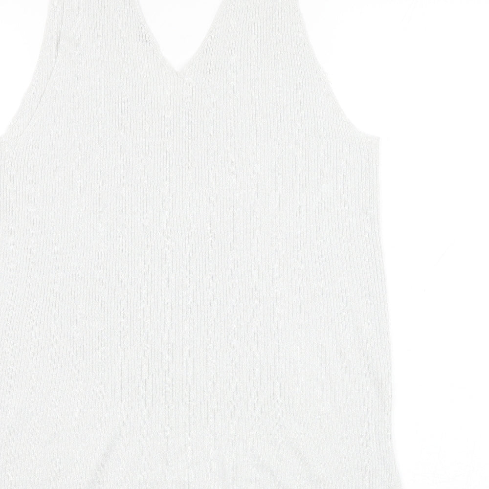 NEXT Womens Silver V-Neck  Viscose Vest Jumper Size 20