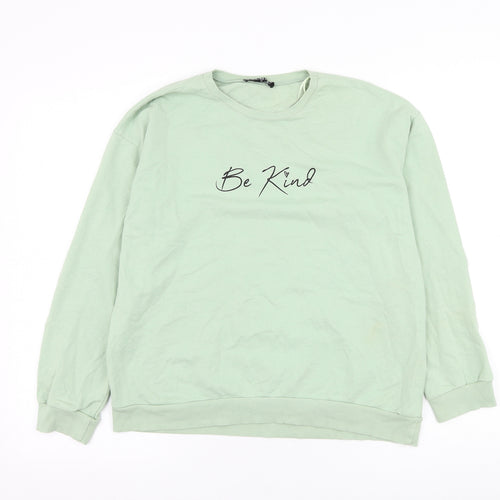 Select Womens Green  Cotton Pullover Sweatshirt Size M  Pullover - Be Kind