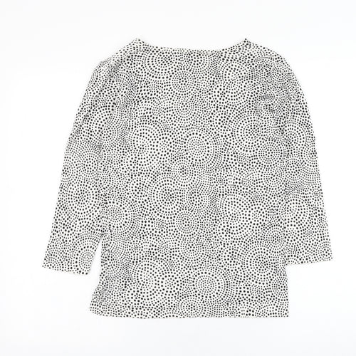 Papaya Womens White V-Neck Geometric Viscose Pullover Jumper Size 12