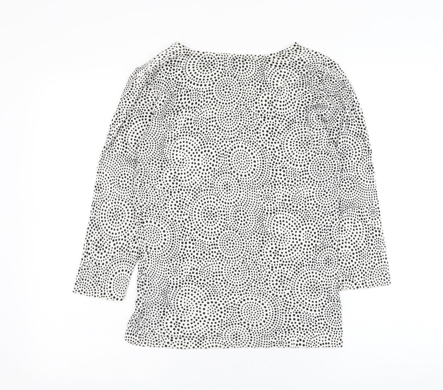 Papaya Womens White V-Neck Geometric Viscose Pullover Jumper Size 12
