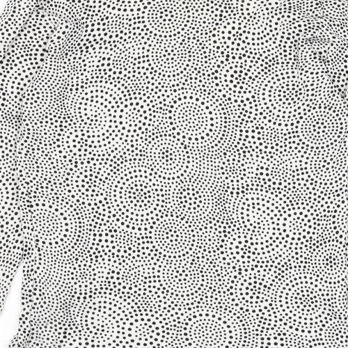 Papaya Womens White V-Neck Geometric Viscose Pullover Jumper Size 12