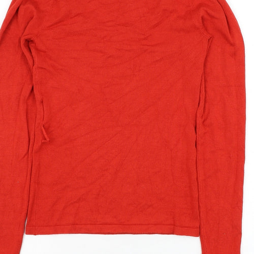 Morgan Womens Red V-Neck  Viscose Pullover Jumper Size XS